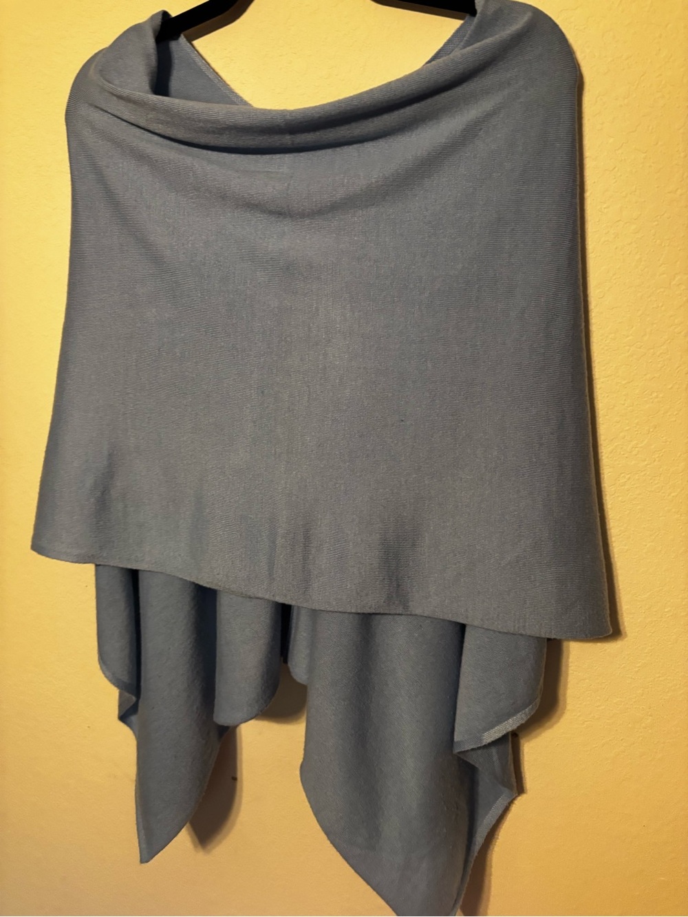 Kerisma Knit Poncho Wrap One Size Light Blue Draped Layer Boho Cozy